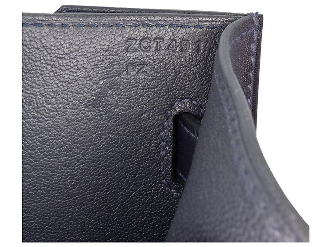 Pochette Kelly Depeches 25 in Evergrain Blu Hermès Blu navy - vista 6