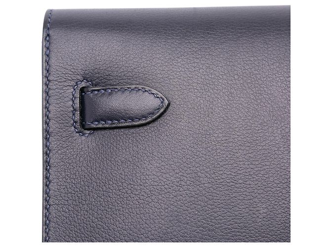 Pochette Kelly Depeches 25 in Evergrain Blu Hermès Blu navy - vista 8