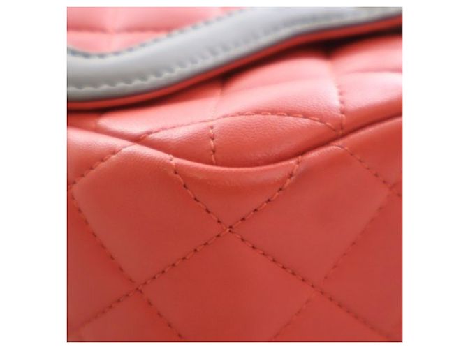 Chanel Rote Mini Stepp-Lammleder Zwei-Ton Tages-Clutch - Ansicht 13