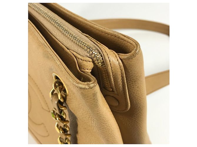 Borsa a spalla Chanel Vintage CC Coco Mark Beige - vista 11