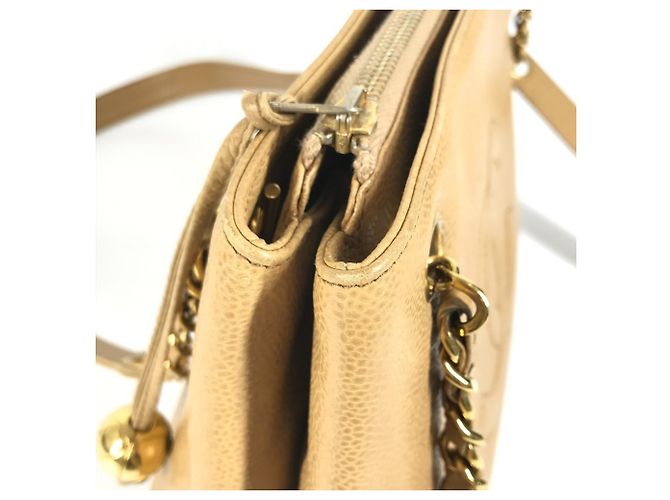Borsa a spalla Chanel Vintage CC Coco Mark Beige - vista 12