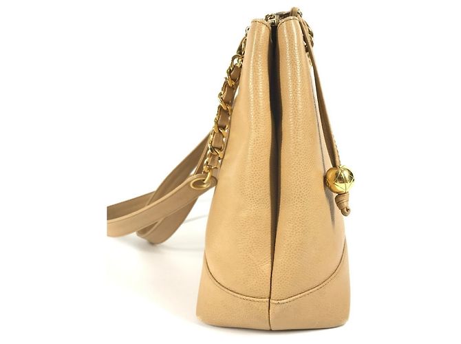 Borsa a spalla Chanel Vintage CC Coco Mark Beige - vista 3