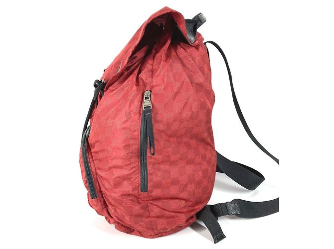 Zaino Louis Vuitton Damier Aventure Light Pack Nero Rosso - vista 10