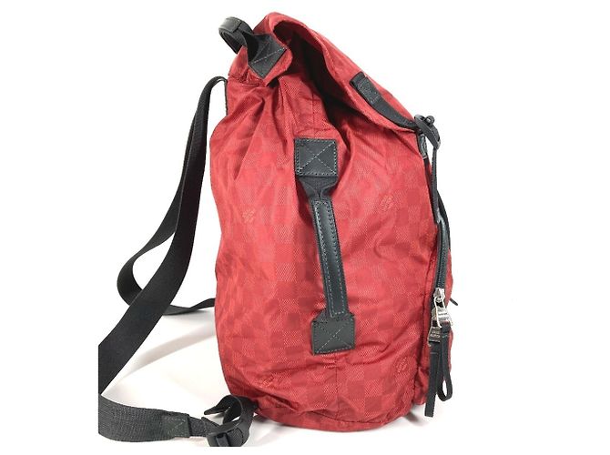 Zaino Louis Vuitton Damier Aventure Light Pack Nero Rosso - vista 3