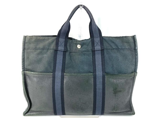 Hermès Foule MM Tote Bag aus Halb-Leder Schwarz - Ansicht 2