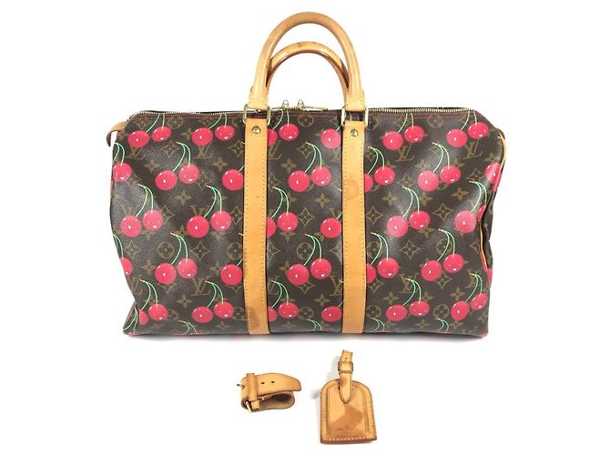 Borsa Boston Keepall 45 Monogramma Ciliegia Louis Vuitton Marrone Rosso - vista 12