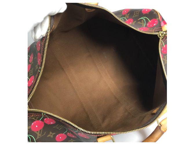 Borsa Boston Keepall 45 Monogramma Ciliegia Louis Vuitton Marrone Rosso - vista 14