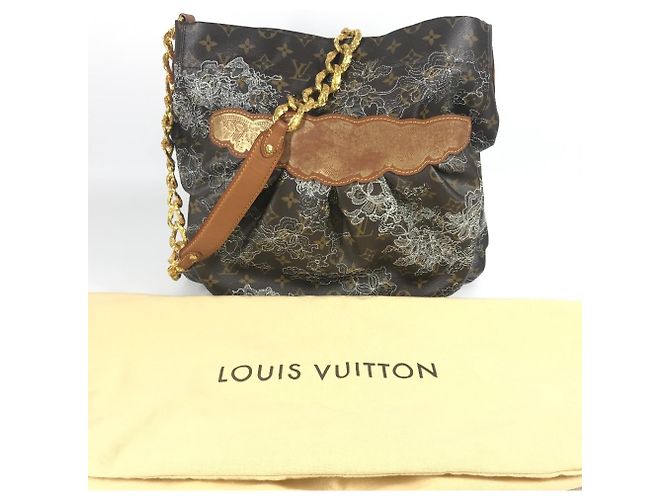 Louis Vuitton Monogram Dante Felsen Schultertasche Braun Silber Weiß - Ansicht 15