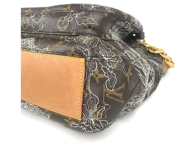 Louis Vuitton Monogram Dante Felsen Schultertasche Braun Silber Weiß - Ansicht 7