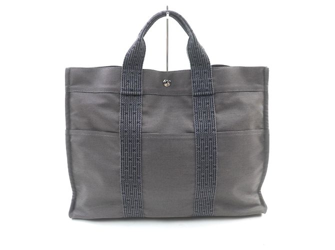 Hermès Her Line graue Canvas Tote Bag Braun - Ansicht 2