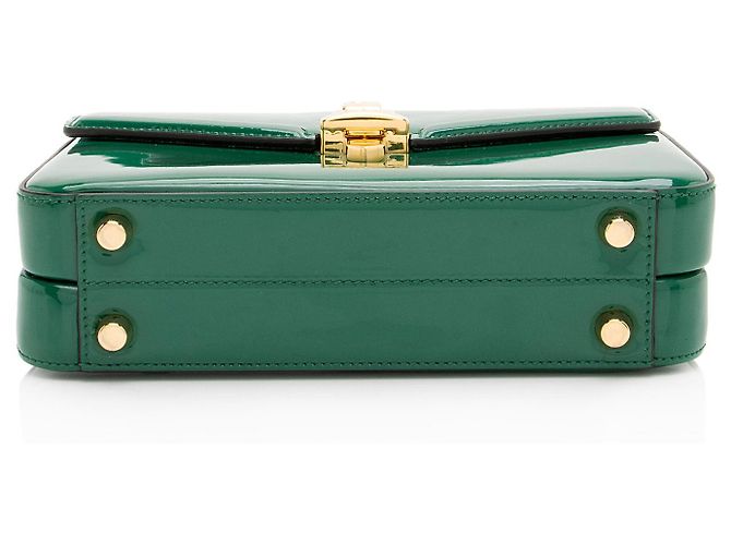 Mini-Top-Handle-Tasche Sylvie 1969 aus Lackleder von Gucci Grün - Ansicht 4