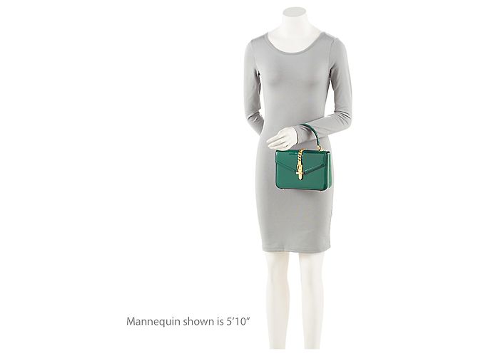 Mini-Top-Handle-Tasche Sylvie 1969 aus Lackleder von Gucci Grün - Ansicht 5