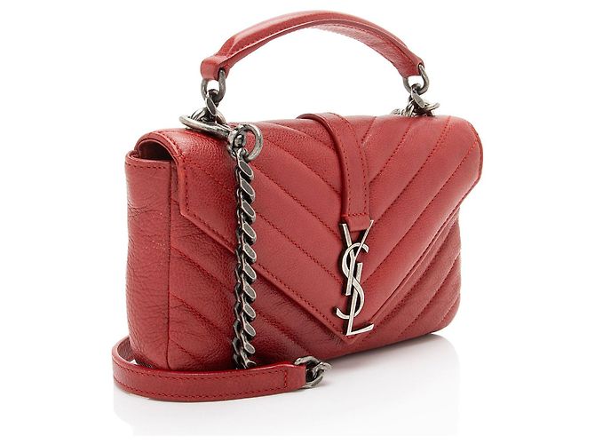 Borsa a spalla mini Monogram College in pelle di vitello Matelassé Saint Laurent Rosso - vista 2