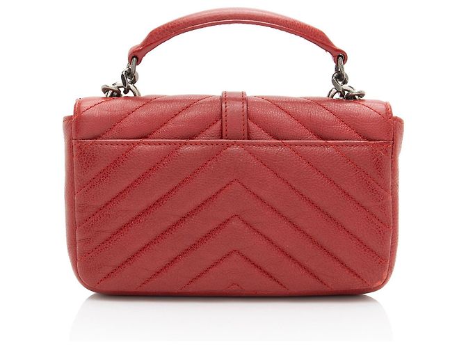 Borsa a spalla mini Monogram College in pelle di vitello Matelassé Saint Laurent Rosso - vista 3