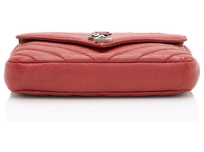 Borsa a spalla mini Monogram College in pelle di vitello Matelassé Saint Laurent Rosso - vista 4