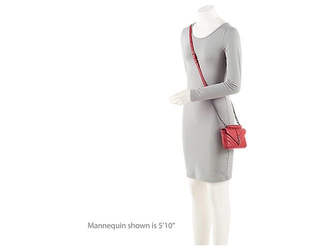 Borsa a spalla mini Monogram College in pelle di vitello Matelassé Saint Laurent Rosso - vista 5