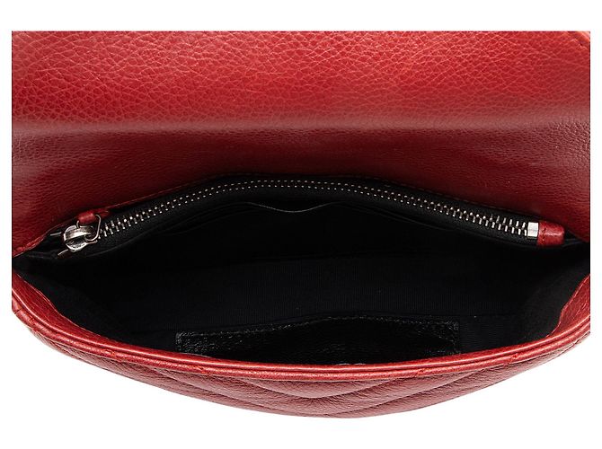 Borsa a spalla mini Monogram College in pelle di vitello Matelassé Saint Laurent Rosso - vista 7