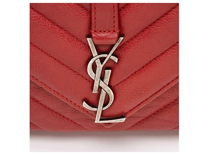 Borsa a spalla mini Monogram College in pelle di vitello Matelassé Saint Laurent Rosso - vista 9
