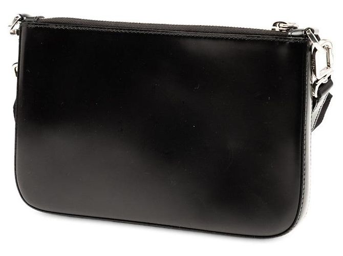 Bolsa de ombro de couro com placa de logo triangular Prada 2VH129 Preto - vista 2
