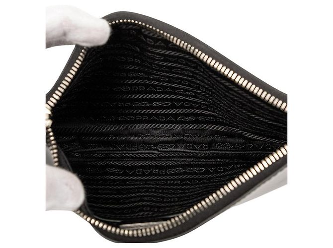 Bolsa de ombro de couro com placa de logo triangular Prada 2VH129 Preto - vista 4
