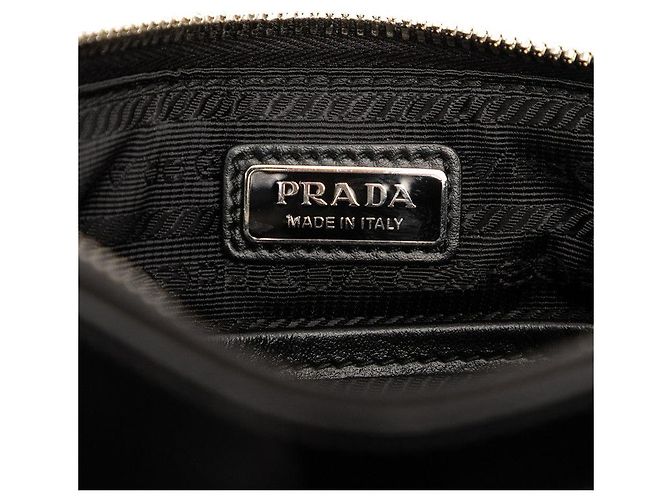 Bolsa de ombro de couro com placa de logo triangular Prada 2VH129 Preto - vista 5