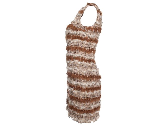 Vestido de tweed de Chanel con pelo de cabra Castaño - vista 3