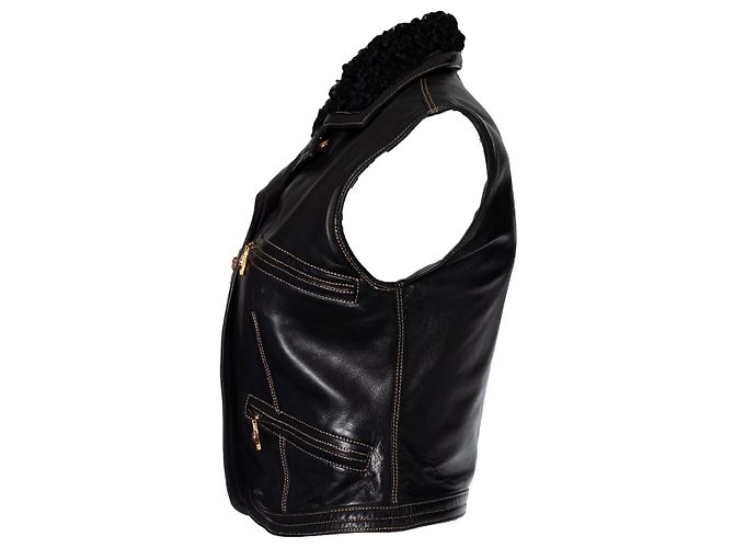 Lederweste Gianni Versace Couture Runway Schwarz - Ansicht 2
