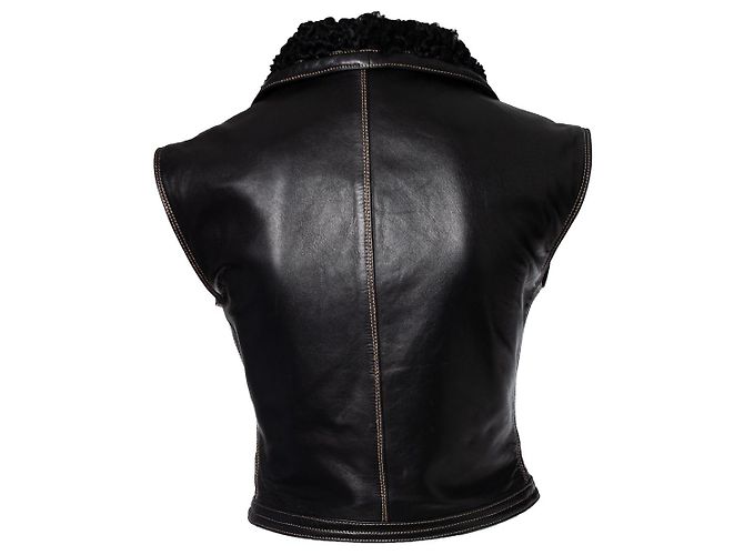 Lederweste Gianni Versace Couture Runway Schwarz - Ansicht 3