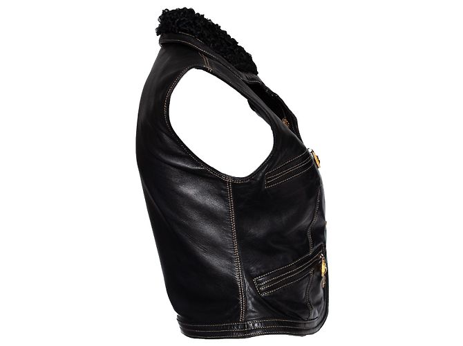 Lederweste Gianni Versace Couture Runway Schwarz - Ansicht 4