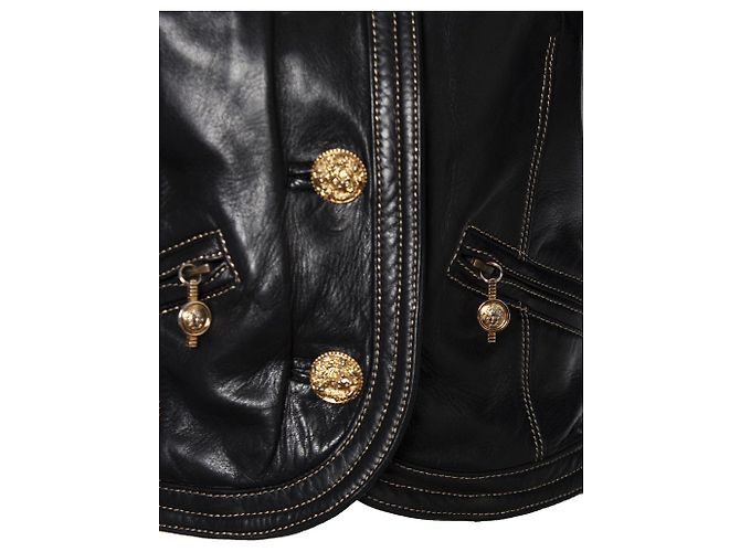 Lederweste Gianni Versace Couture Runway Schwarz - Ansicht 6