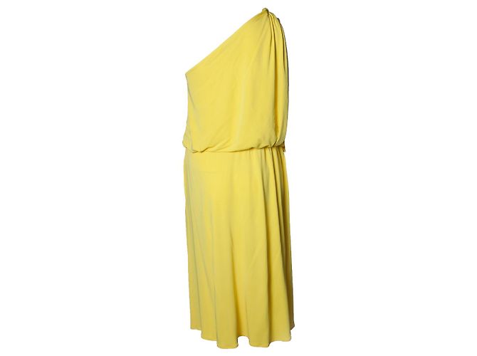 Vestido drapeado de un hombro en amarillo de Lanvin - vista 3