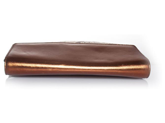 Gucci Python-Leder-Clutch mit metallischem Klappdeckel Braun - Ansicht 4
