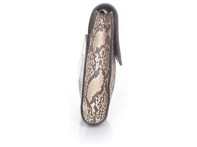 Gucci Python-Leder-Clutch mit metallischem Klappdeckel Braun - Ansicht 5