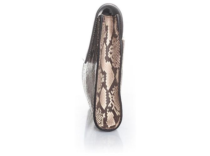 Gucci Python-Leder-Clutch mit metallischem Klappdeckel Braun - Ansicht 6