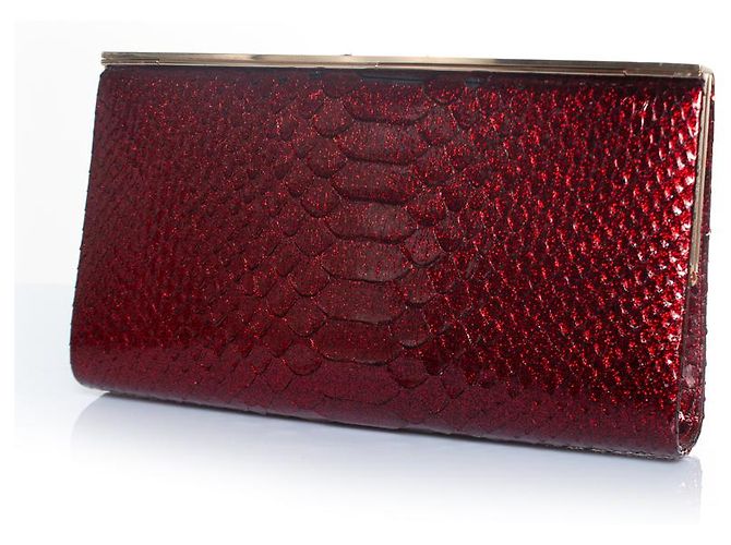 Jimmy Choo Clutch aus Pythonleder in metallischem Rot - Ansicht 2
