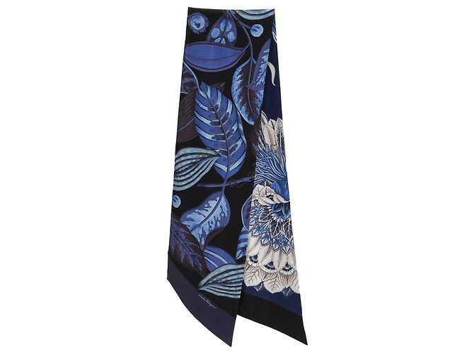 Salvatore Ferragamo Mini bandeau stampato Ferragamo in seta blu - vista 2