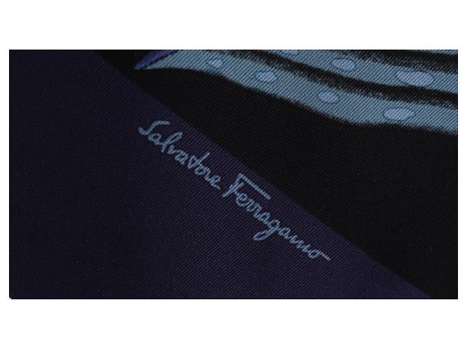 Salvatore Ferragamo Mini bandeau stampato Ferragamo in seta blu - vista 3