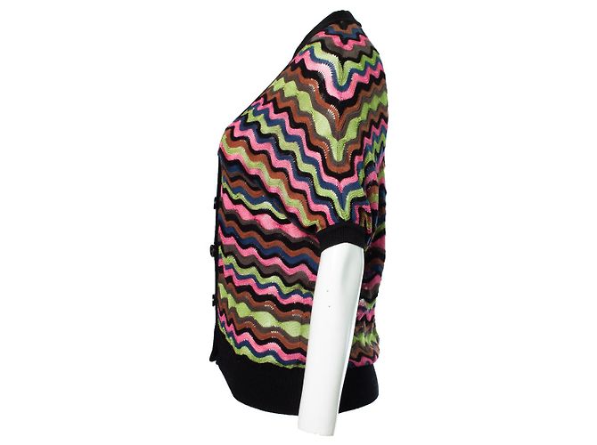 M Missoni kurzärmeliger Cardigan in Multicolor Mehrfarben - Ansicht 4
