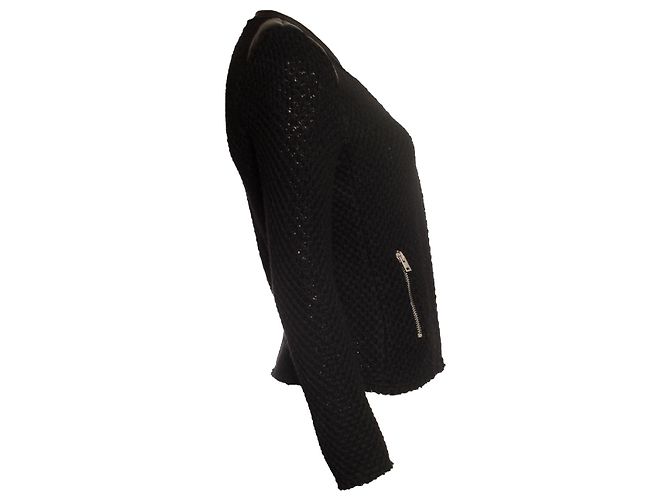 IRO offene gewebte Natascha Bikerjacke Schwarz - Ansicht 4