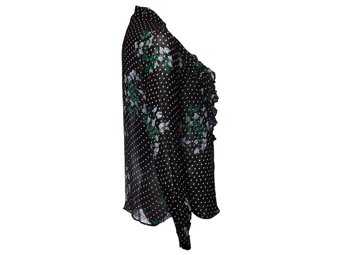 Blusa de babados com bolinhas Ganni Preto - vista 3