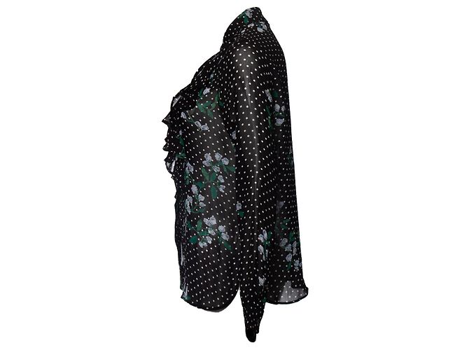 Blusa de babados com bolinhas Ganni Preto - vista 4