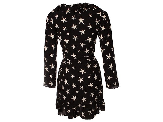 Autre Marque Schwarzes Wickelkleid mit Sternen - Ansicht 3
