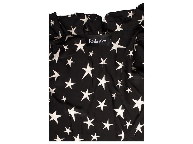 Autre Marque Schwarzes Wickelkleid mit Sternen - Ansicht 6