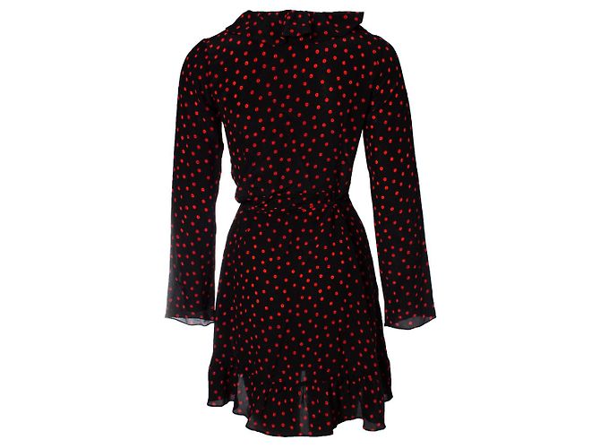 Autre Marque Realisation black wrap dress with dots - view 2