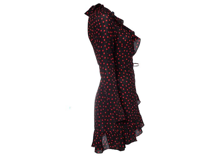 Autre Marque Realisation black wrap dress with dots - view 3