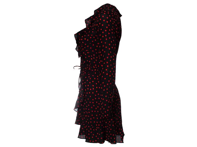 Autre Marque Realisation black wrap dress with dots - view 4