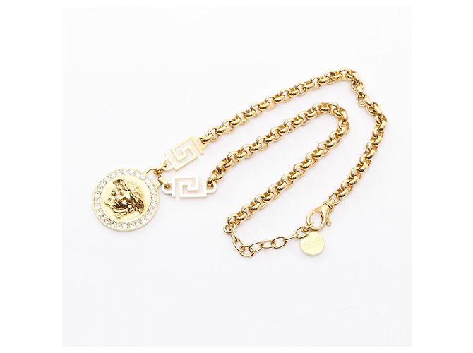 Collier Medusa Greca en or avec strass Versace - vue 9