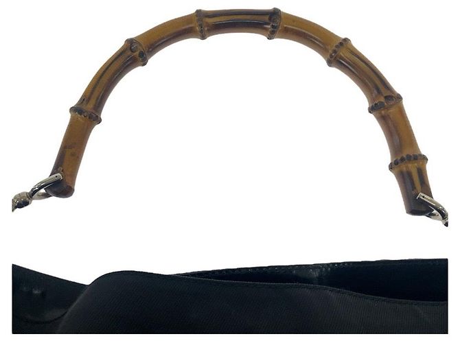 Borsa in tela Gucci Bamboo nera Nero - vista 4