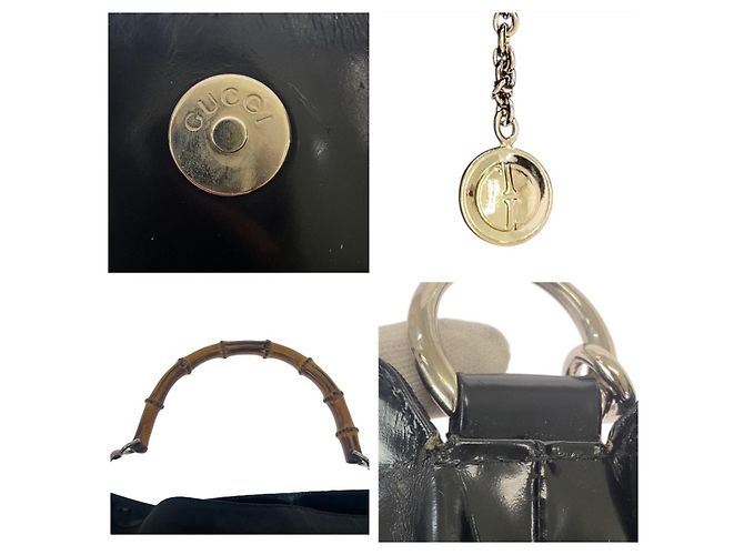 Borsa in tela Gucci Bamboo nera Nero - vista 5