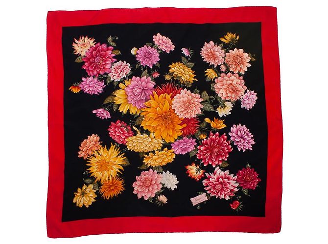 Sciarpa stampata floreale Gucci con bordo rosso Multicolore - vista 2